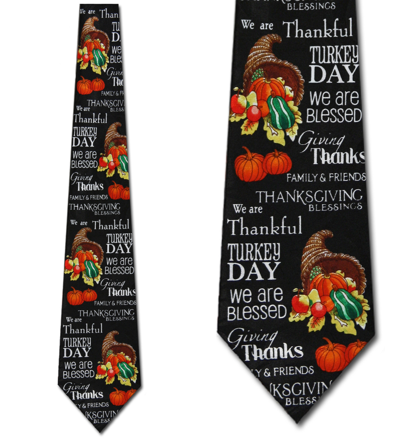 1883-100: Thankful and Blessed Ties Inspirational Thanksgiving Neckties Black by Steven Harris