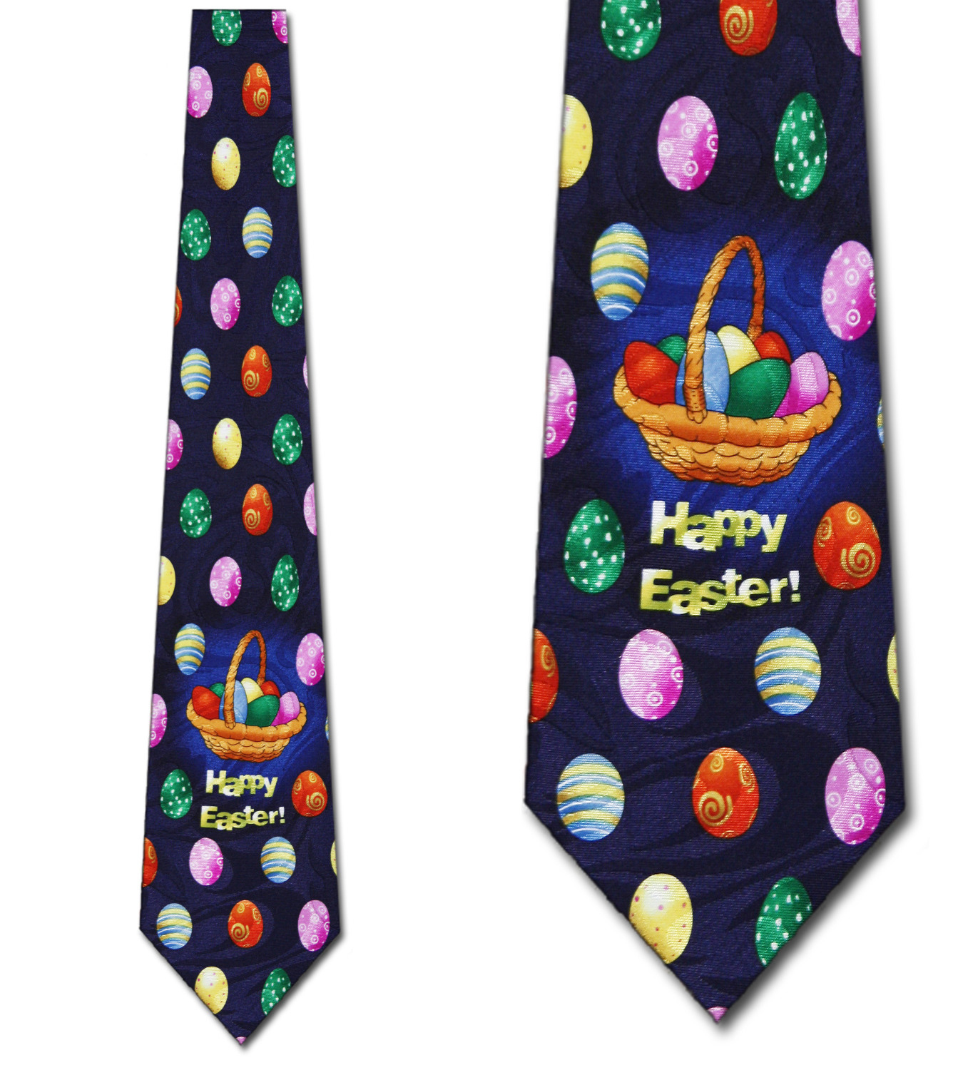 2085-102: Easter Basket Ties Dyed Eggs Neckties Navy by Steven Harris